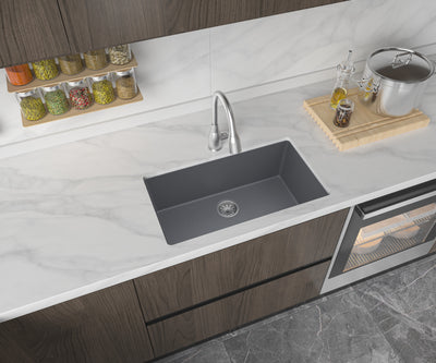 Undermount Single Bowl Grey Granite Kitchen Sink 
