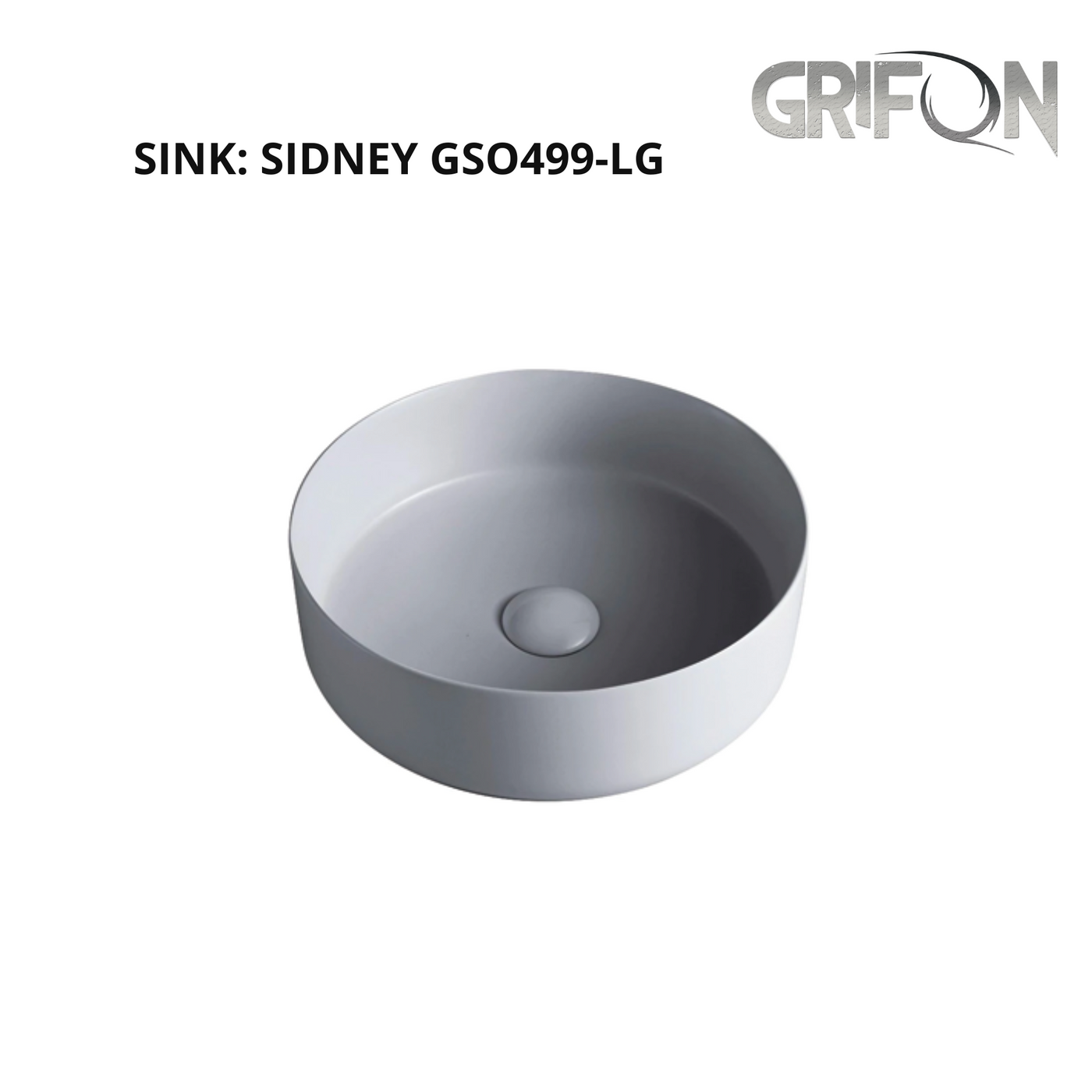 SIDNEY™GSO499 – Round Vessel Ceramic Bathroom Sink - 15"- Black marble & Grey - Bathroom Sink