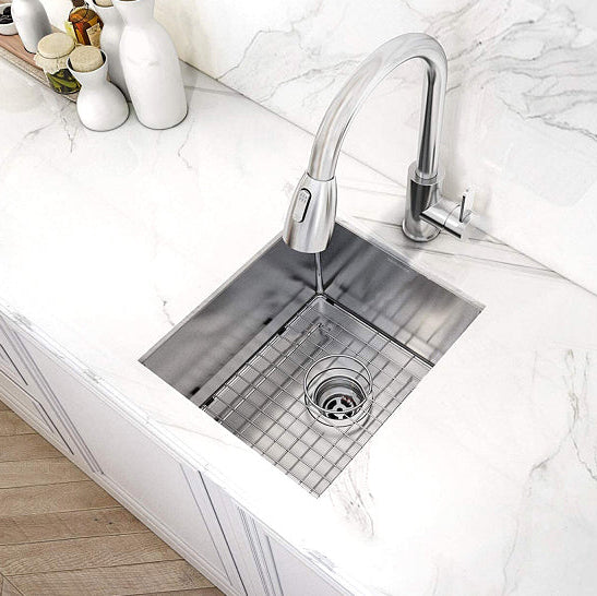 Eterna™ GS303 - Stainless Steel 14-in Single bowl Undermount Standard Kitchen sink with accessories