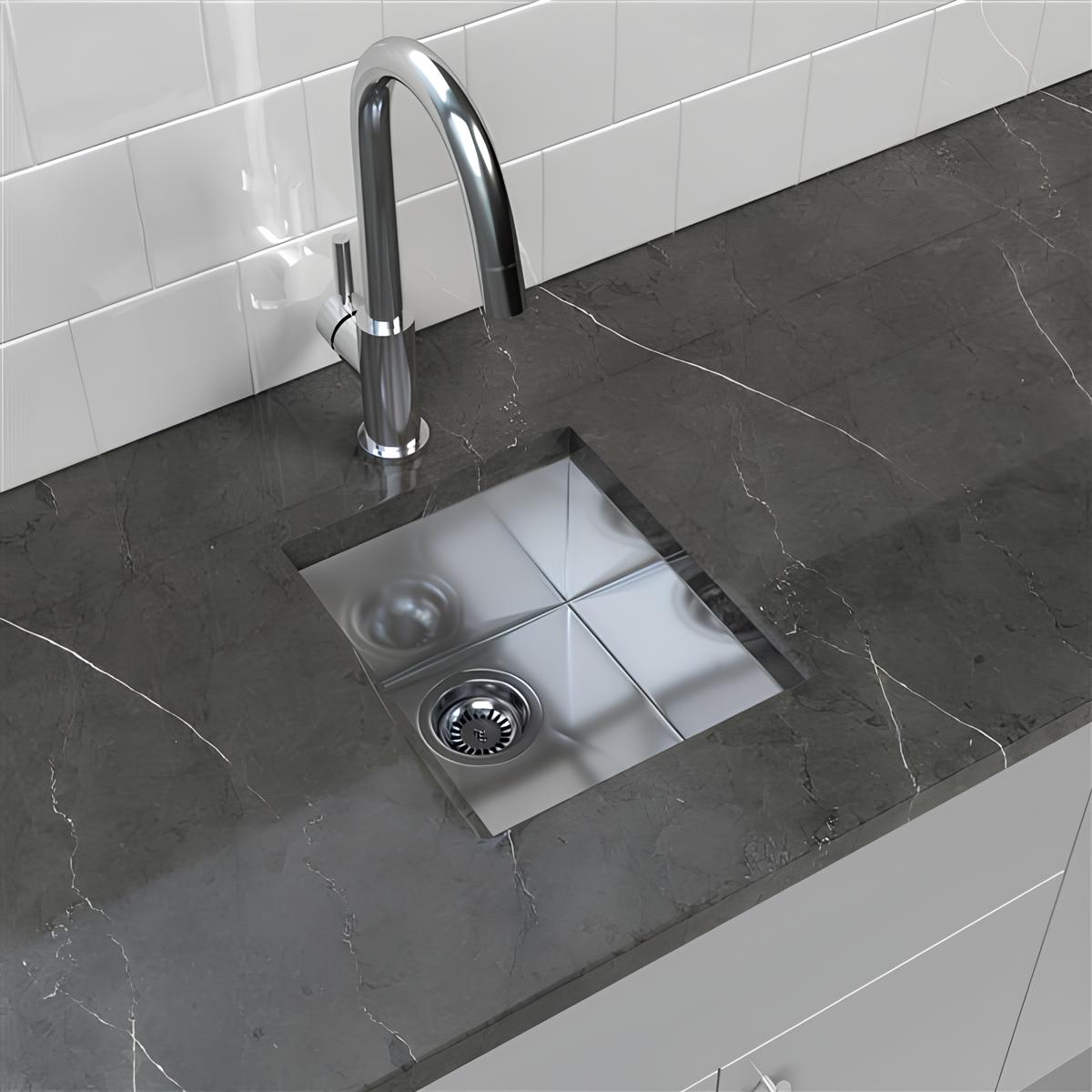 Eterna™ GS303 - Stainless Steel 14-in Single bowl Undermount Standard Kitchen sink with accessories