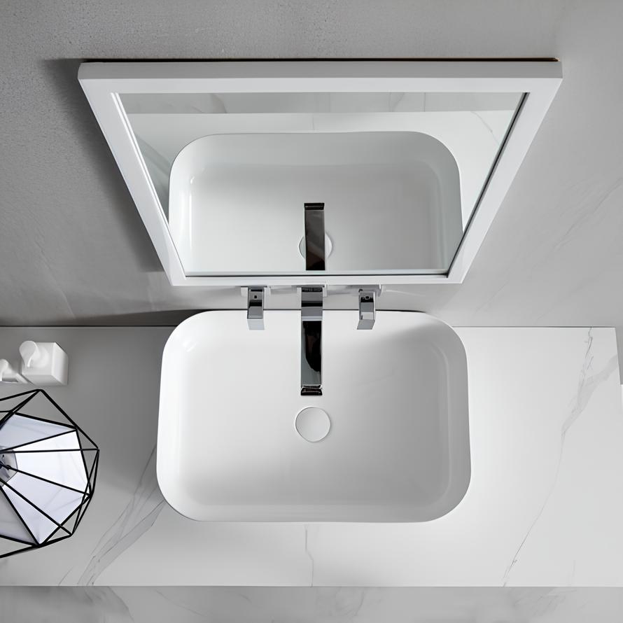 SIDNEY™GS0493 – Rectangular Vessel Ceramic Bathroom Sink - 19,5"-  White - Bathroom Sink