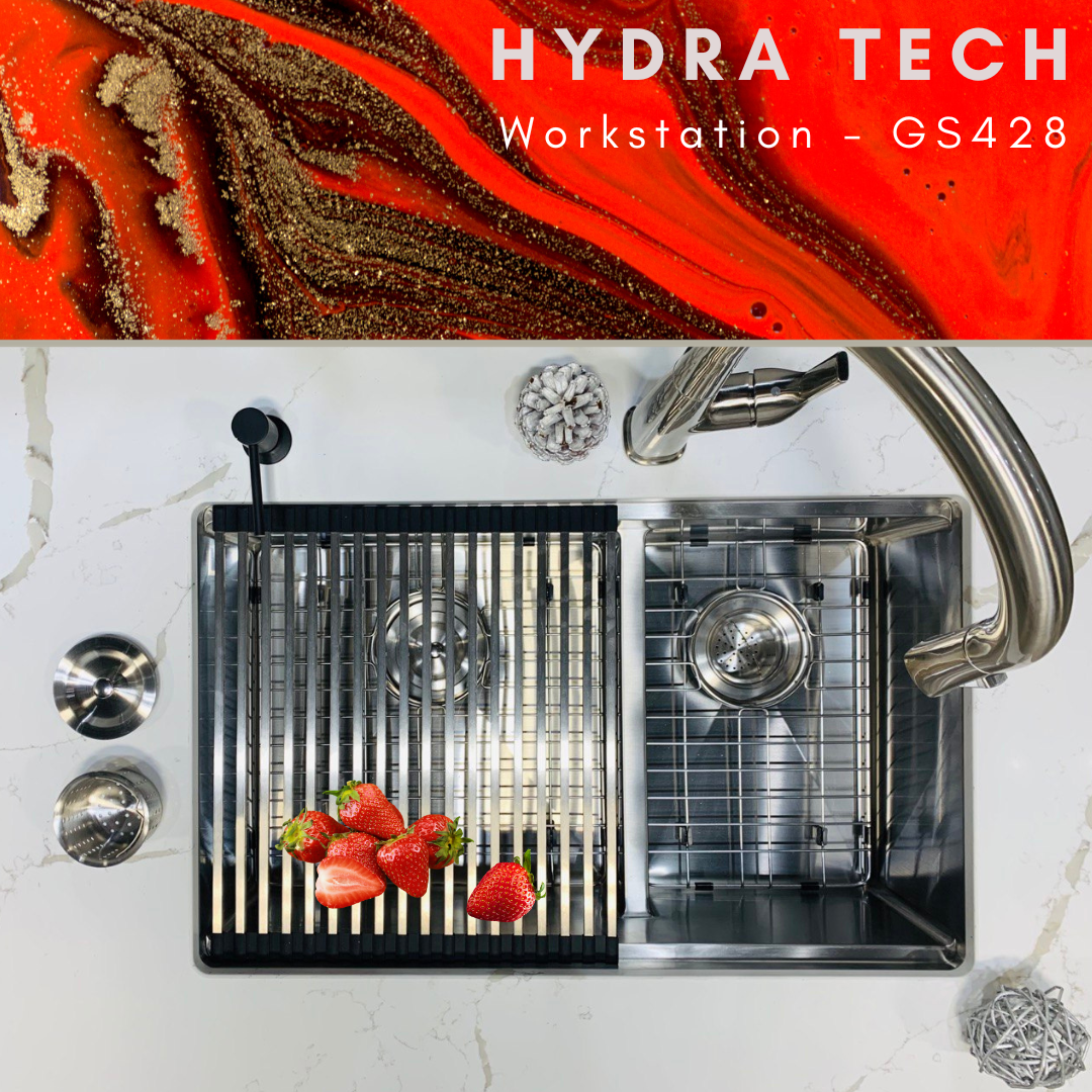 Évier de cuisine à double cuve Hydra Tech™ GS428 en acier inoxydable 28 pouces Undermount 60/40 avec accessoires