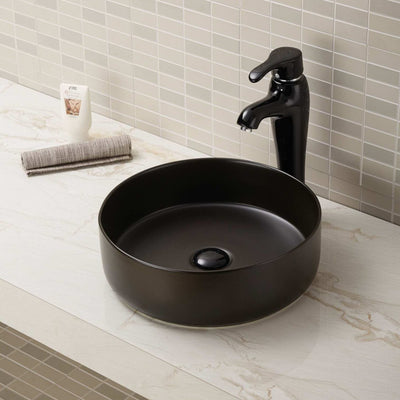 SIDNEY™GS0499 – Round Vessel Ceramic Bathroom Sink - 14,2"- Black & White- Bathroom Sink