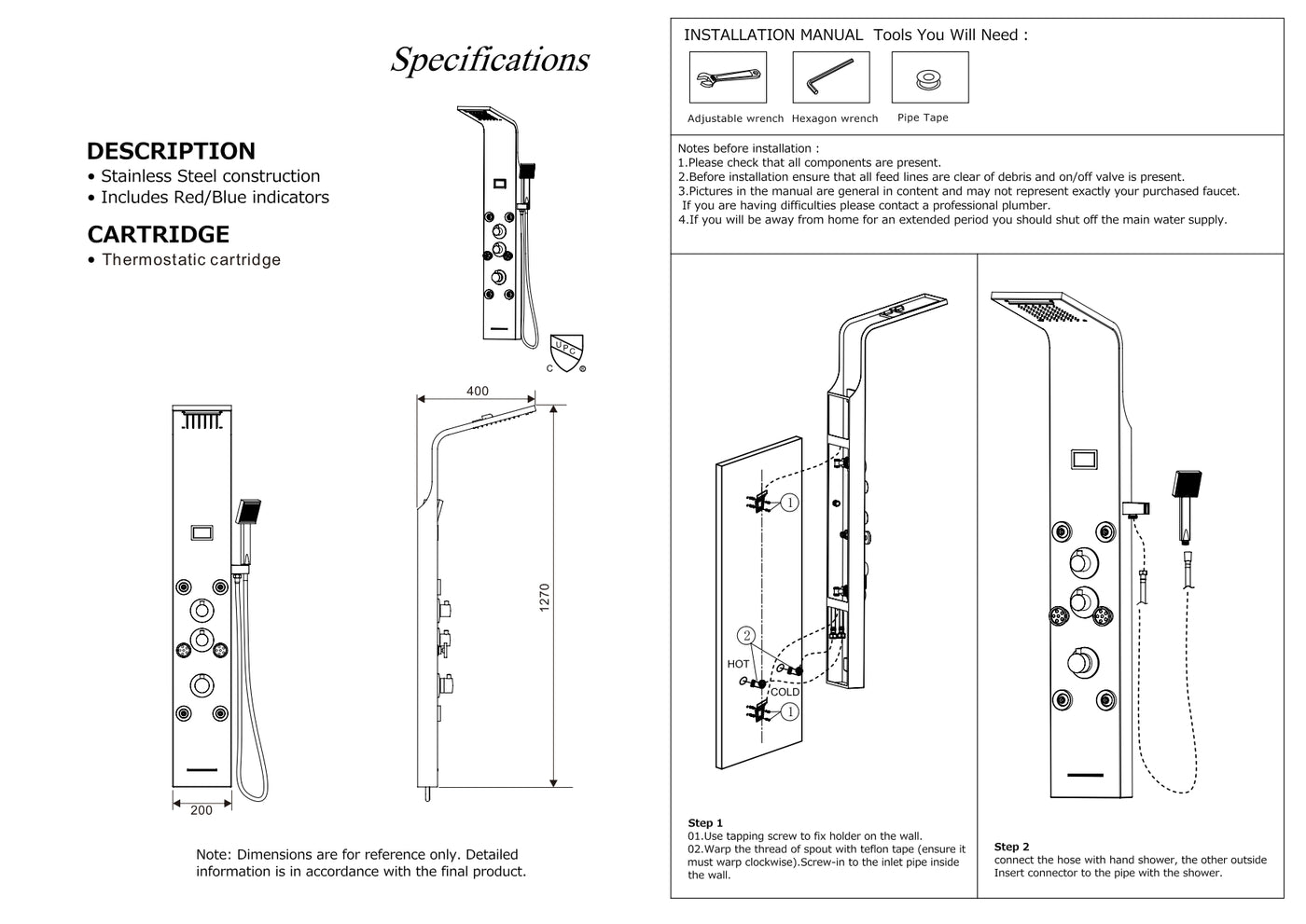 SHOWER PANEL - GSP830