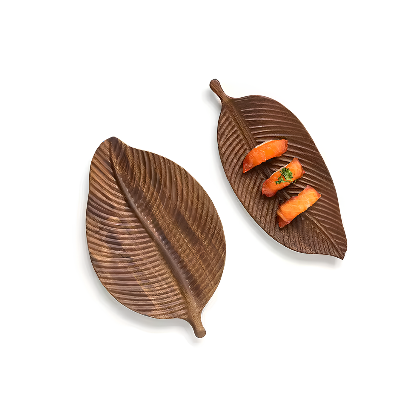 Leaf Shaped Wood Fruit Serving Platters – Multi-Use Fruit, Snack & Appetizer Platter