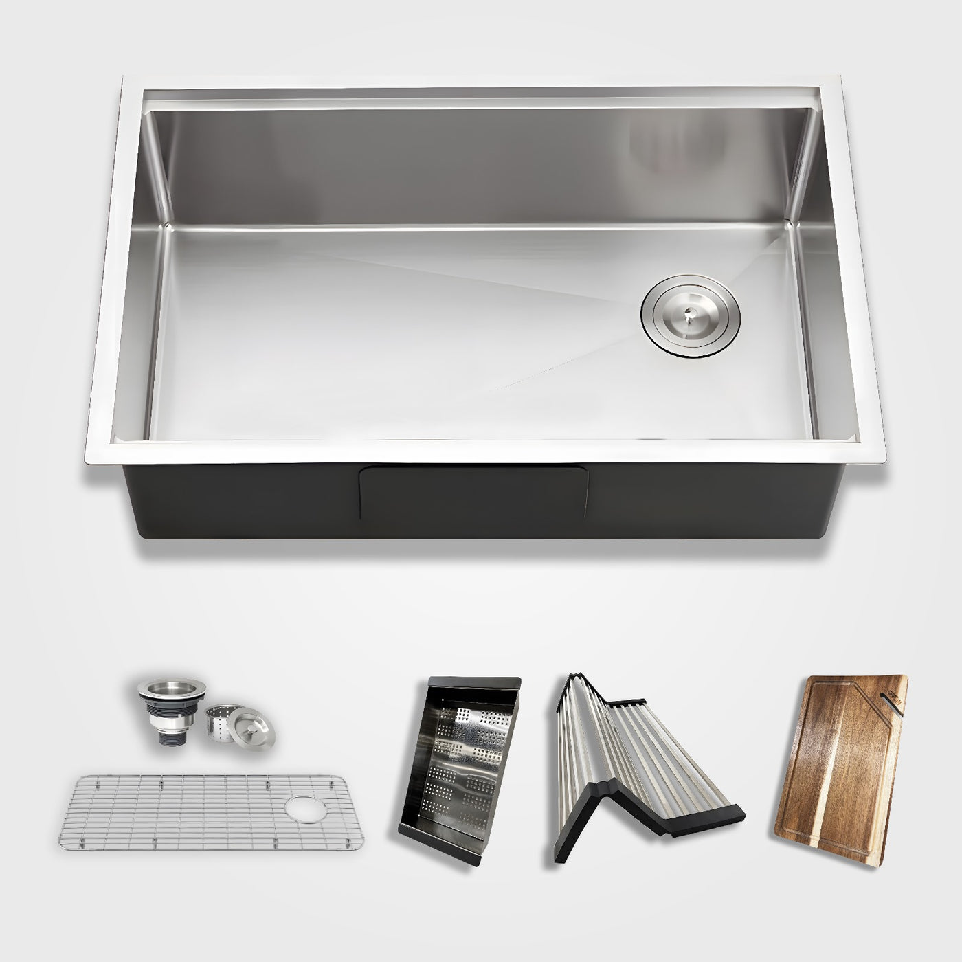 Évier de cuisine Hydra Tech™ GS430 en acier inoxydable, 30 po, poste de travail à cuve unique encastré avec accessoires
