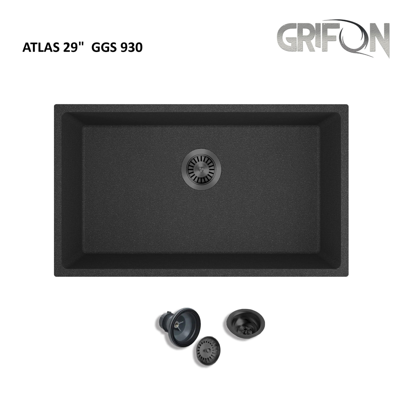 ATLAS 29"  GGS 930 - Granite Sink 29" - Single Bowl Undermount - Kitchen Sink