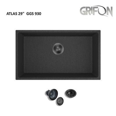ATLAS 29"  GGS 930 - Granite Sink 29" - Single Bowl Undermount - Kitchen Sink