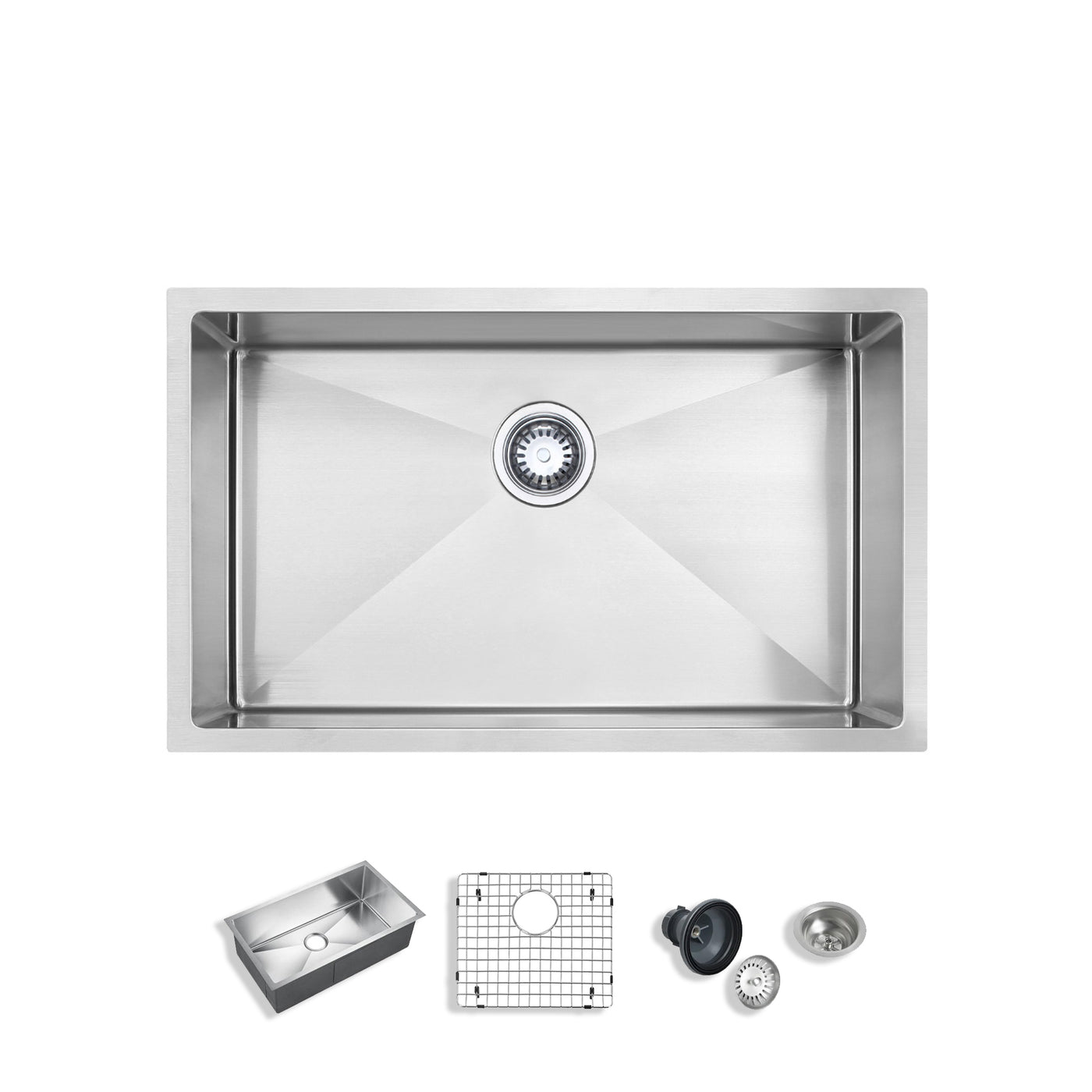 Eterna™ GS319 - Évier de cuisine standard à montage sous plan à une seule cuve de 28 po en acier inoxydable avec accessoires