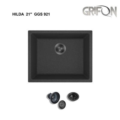 HILDA  21"  GGS 921  - Granite Sink 21" - Single Bowl Undermount - Kitchen Sink