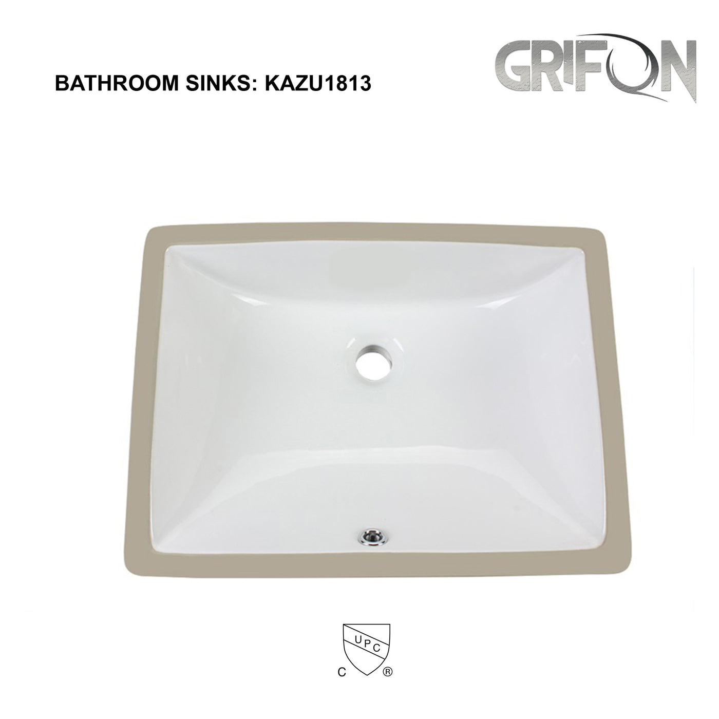 Undermount™ KAZU Rectangular Undermount 20,5" Ceramic Bathroom Sink in White