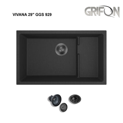VIVANA 29" GGS 929 - Granite Sink 29"- Double Bowl Undermount - Kitchen Sink