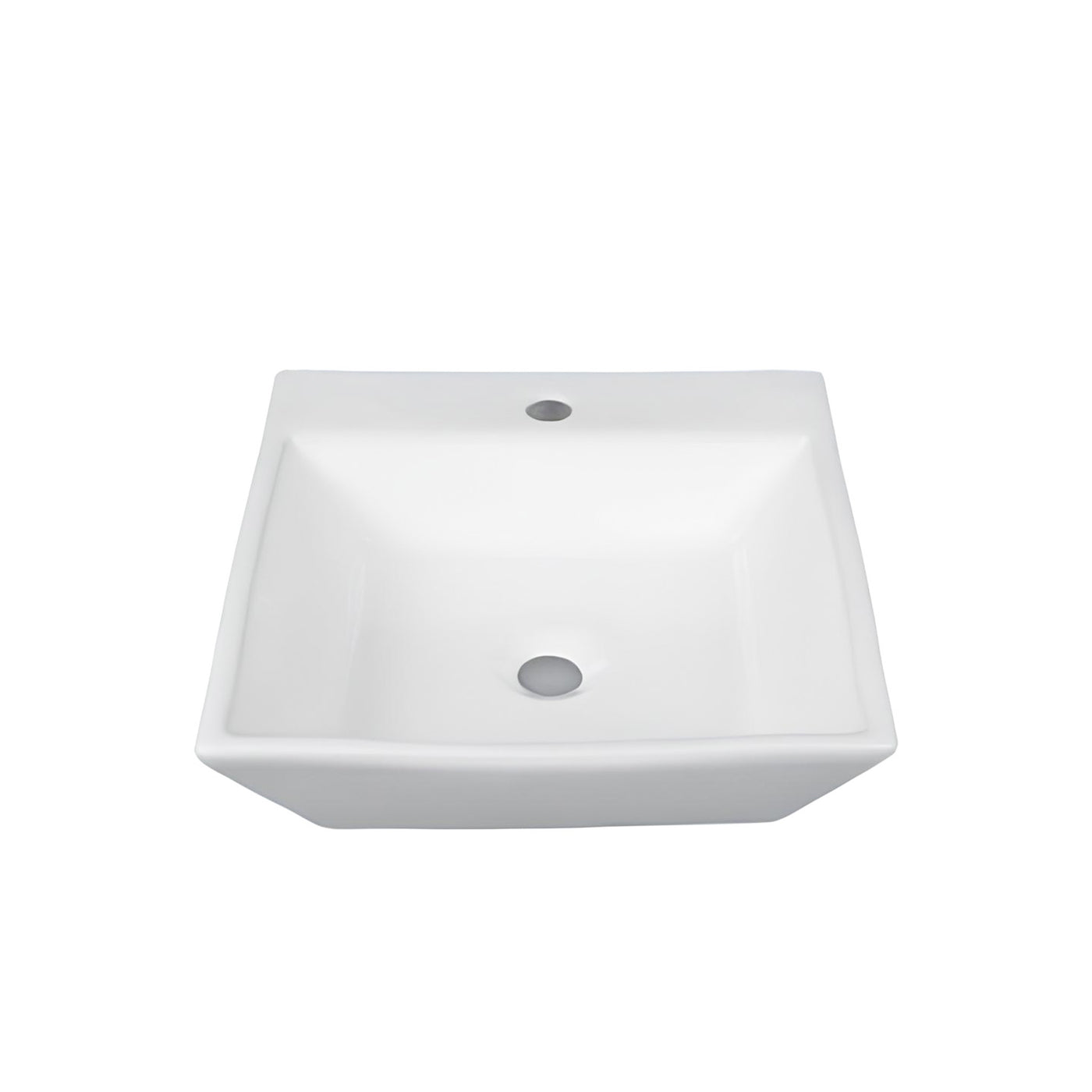 LISBON™ – White Ceramic 23,2” -  Funnel square white sink for 1 hole tap -  Bathroom Sink