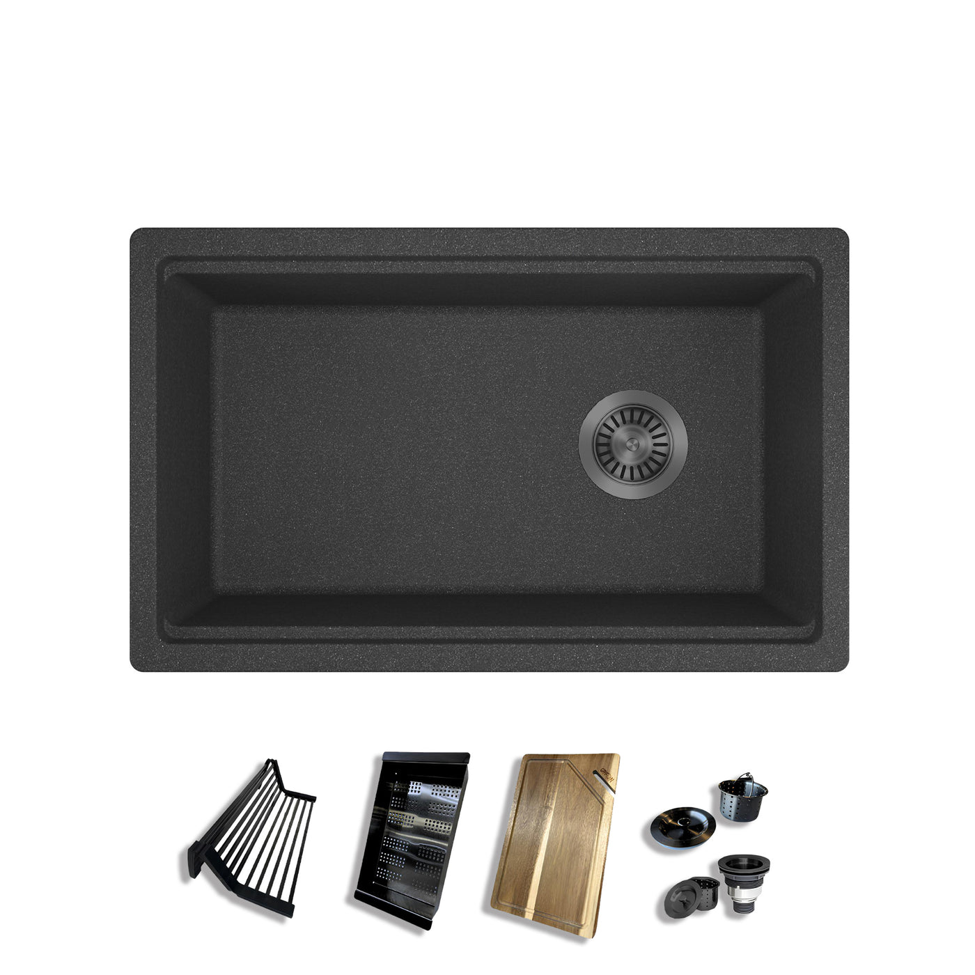 AZUR30™ GGS980 - Granite Sink 30" - Single Bowl Undermount Workstation - Kitchen Sink with Accessories