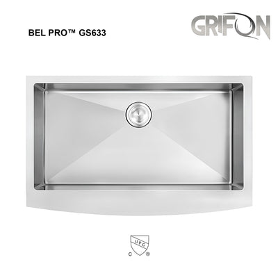 Bel Pro™ GS633 Stainless steel 33" Single Bowl Apron Kitchen Sink.