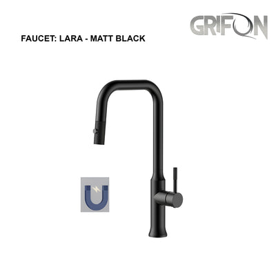 LARA™ Contemporary Style Single-Handle - Matt black - Brushed Nickel - Brushed gold - Kitchen Sink Faucet with Pull-Down Sprayer