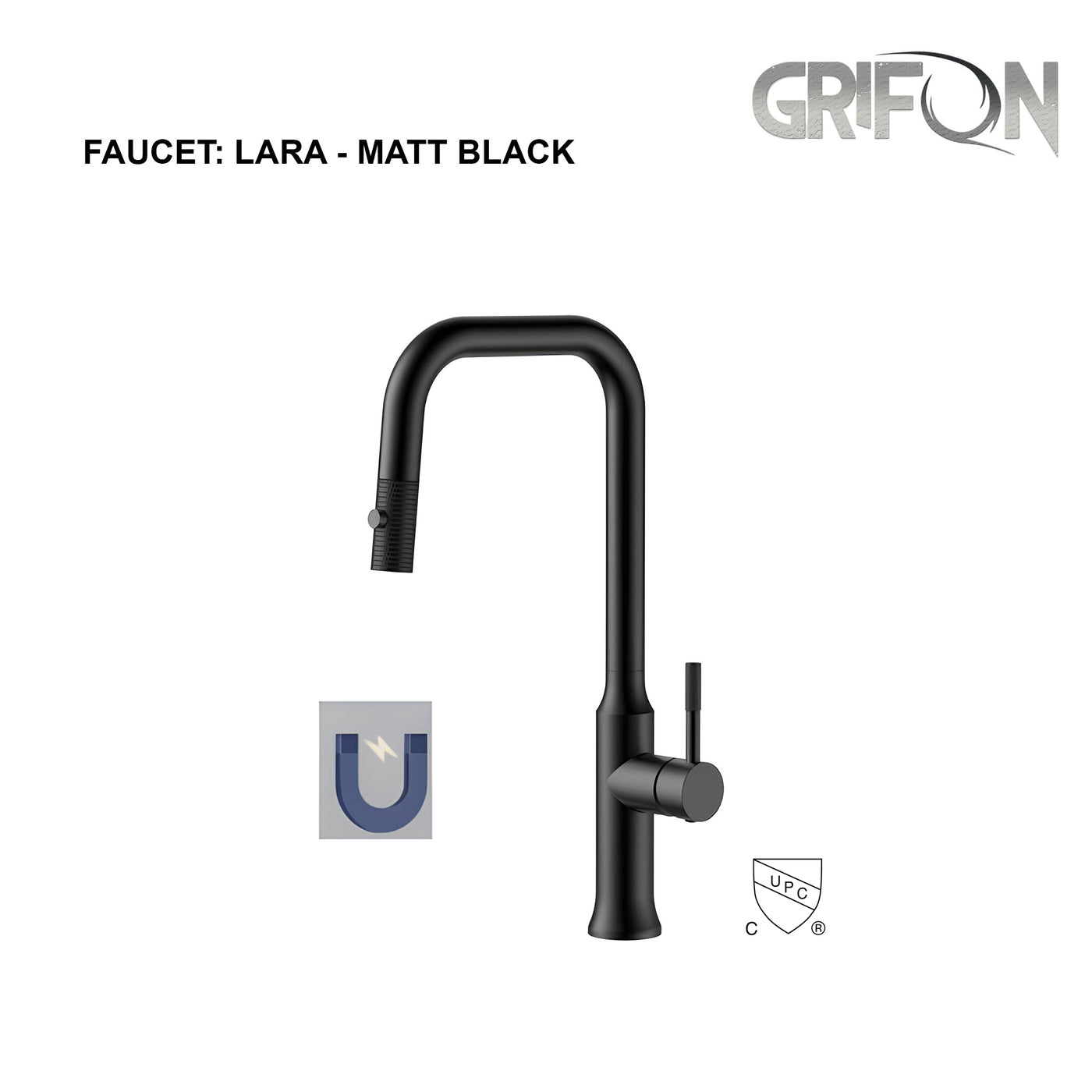 LARA™ Contemporary Style Single-Handle - Matt black - Brushed Nickel - Brushed gold - Kitchen Sink Faucet with Pull-Down Sprayer