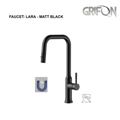 LARA™ Contemporary Style Single-Handle - Matt black - Brushed Nickel - Brushed gold - Kitchen Sink Faucet with Pull-Down Sprayer