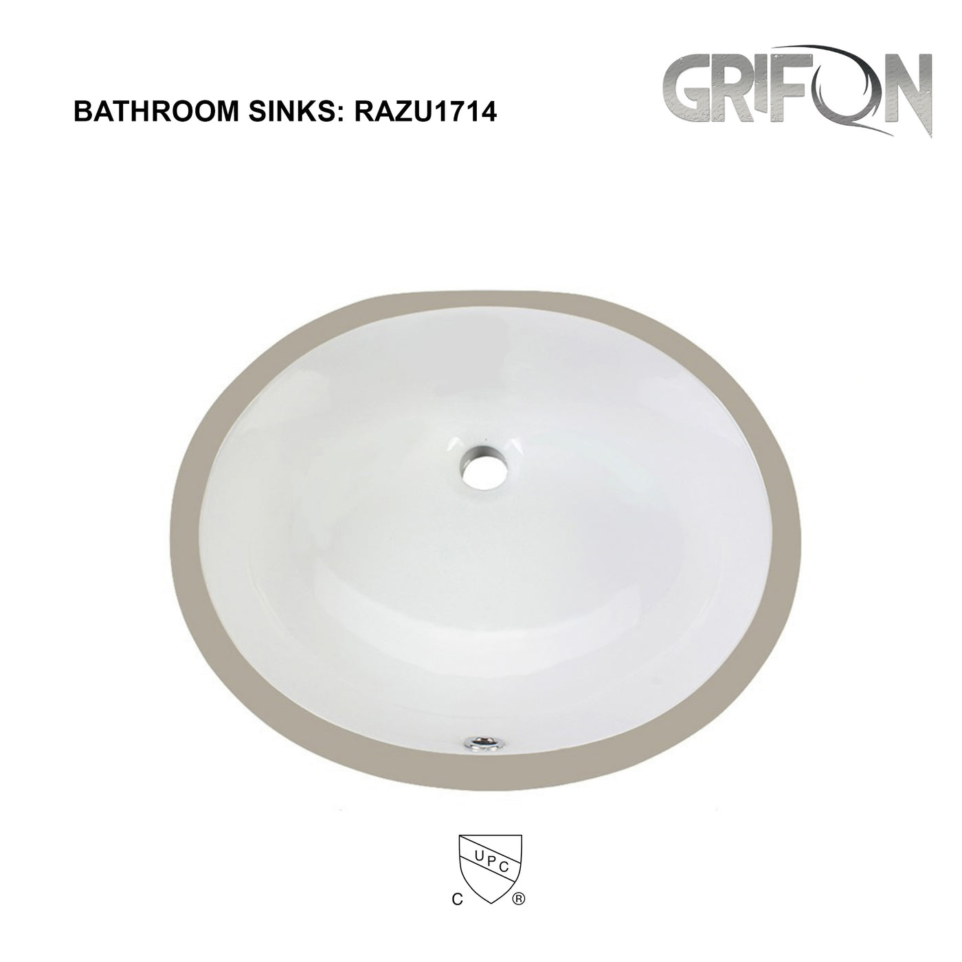 Undermount™ RAZU Round Undermount 19,5" Ceramic Bathroom Sink in White