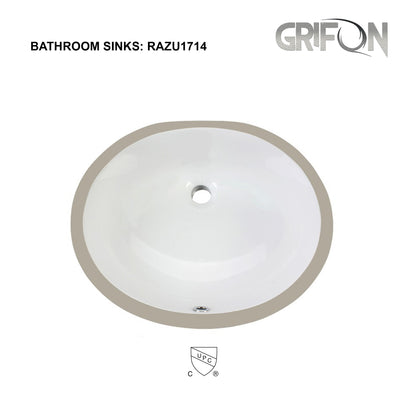 Undermount™ RAZU Round Undermount 19,5" Ceramic Bathroom Sink in White