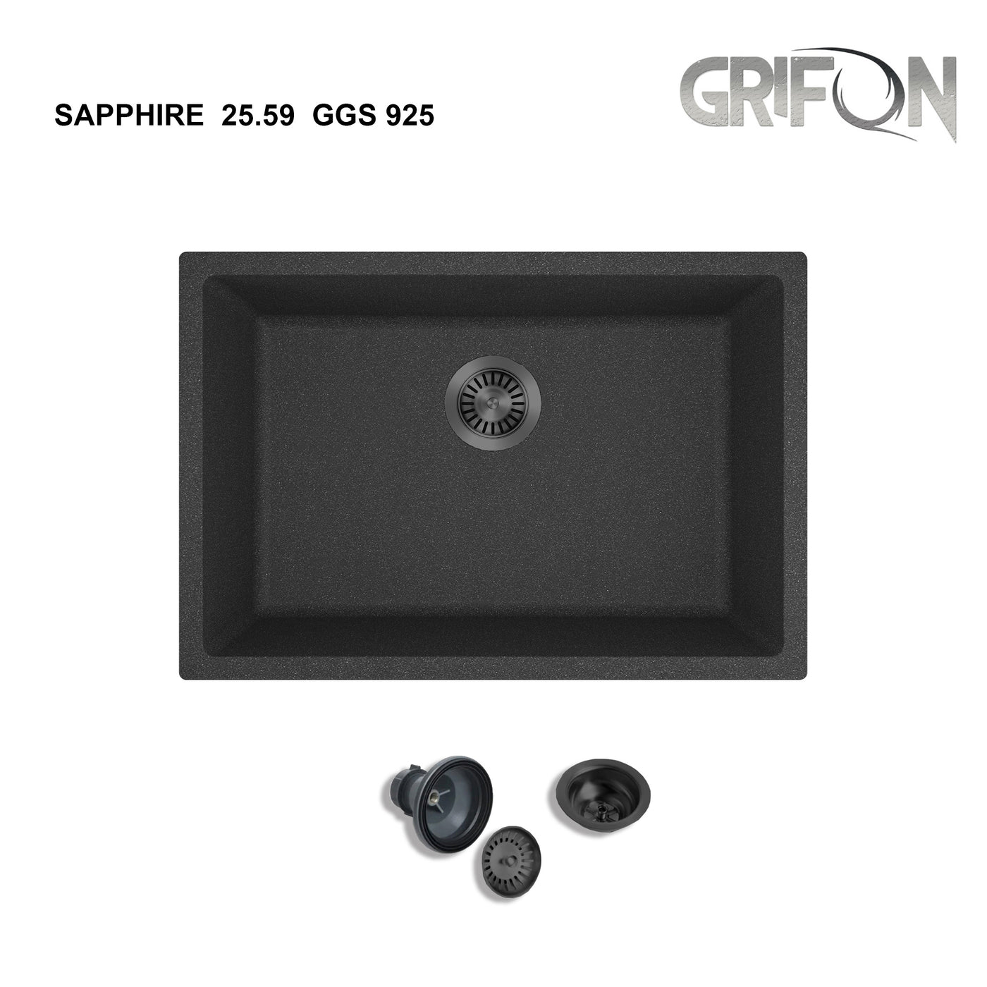 SAPPHIRE  25"  GGS 925 - Granite Sink 25" - Single Bowl Undermount - Kitchen Sink