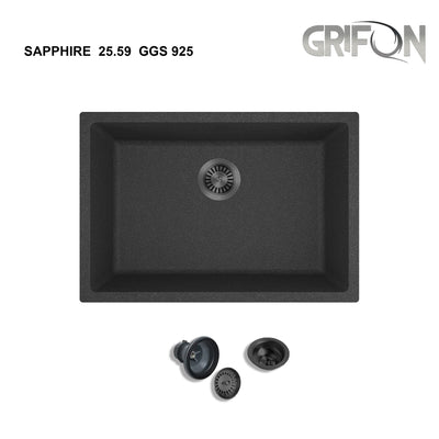 SAPPHIRE  25"  GGS 925 - Granite Sink 25" - Single Bowl Undermount - Kitchen Sink
