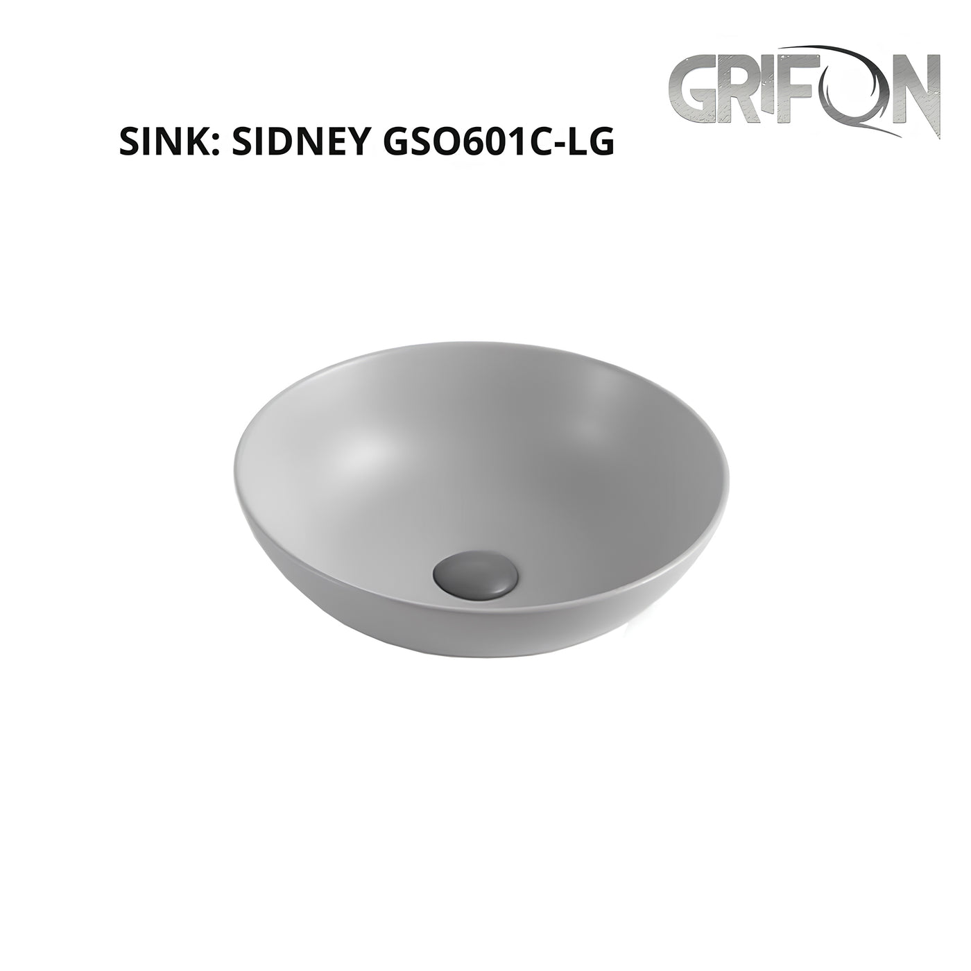 SIDNEY™ GSO601C-LG – Round Vessel Ceramic Bathroom Sink - 16"- Grey - Bathroom Sink