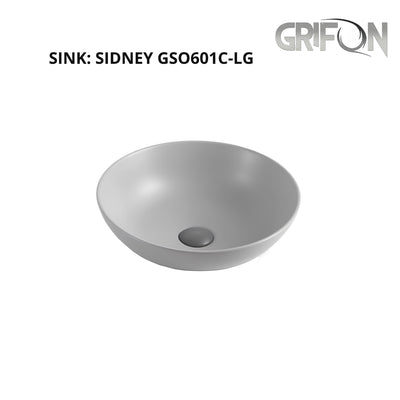 SIDNEY™ GSO601C-LG – Round Vessel Ceramic Bathroom Sink - 16"- Grey - Bathroom Sink