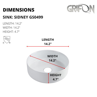 SIDNEY™GS0499 – Round Vessel Ceramic Bathroom Sink - 14,2"- Black & White- Bathroom Sink