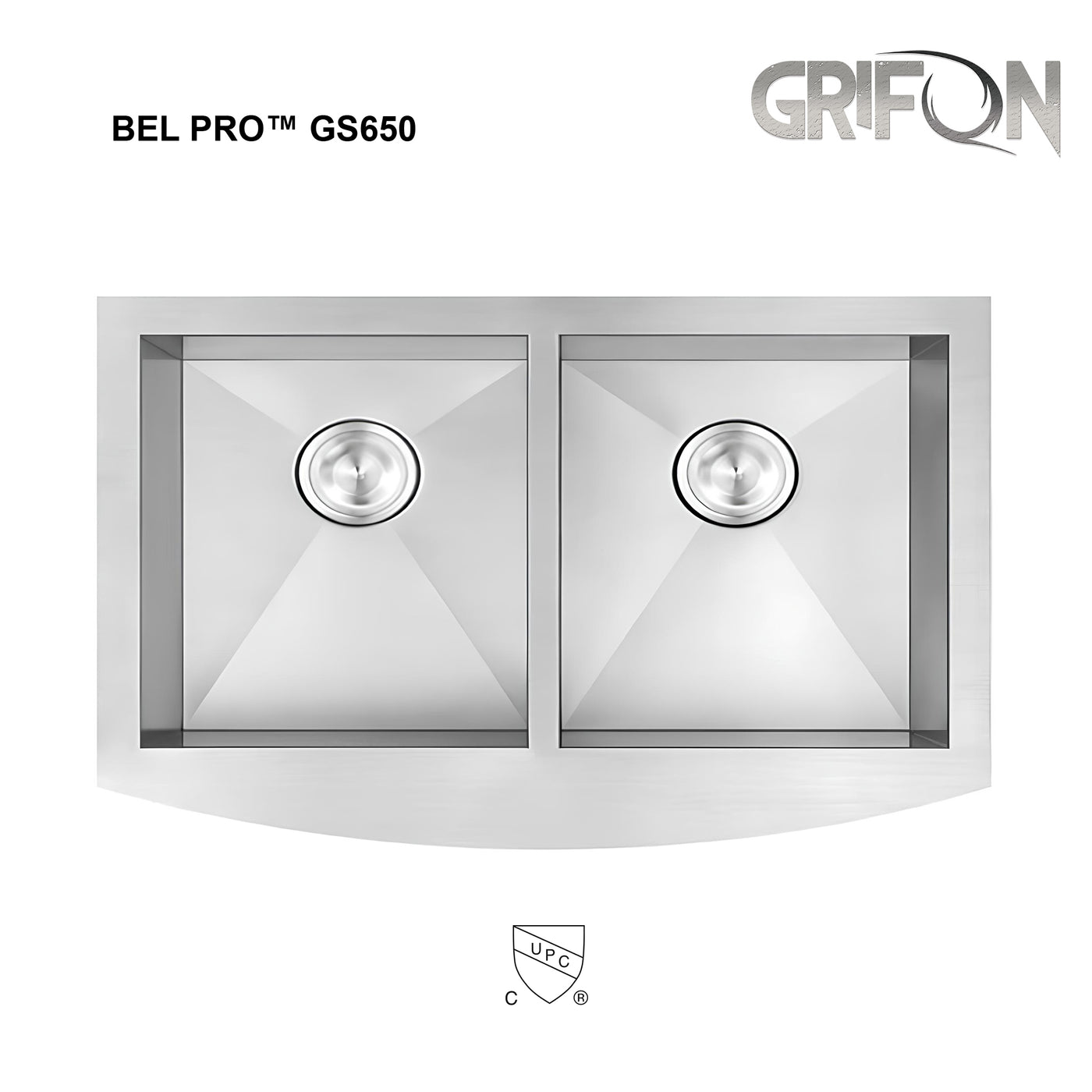 Bel Pro™ GS650 Stainless steel 33" 50/50 Double Bowl Apron Kitchen Sink.