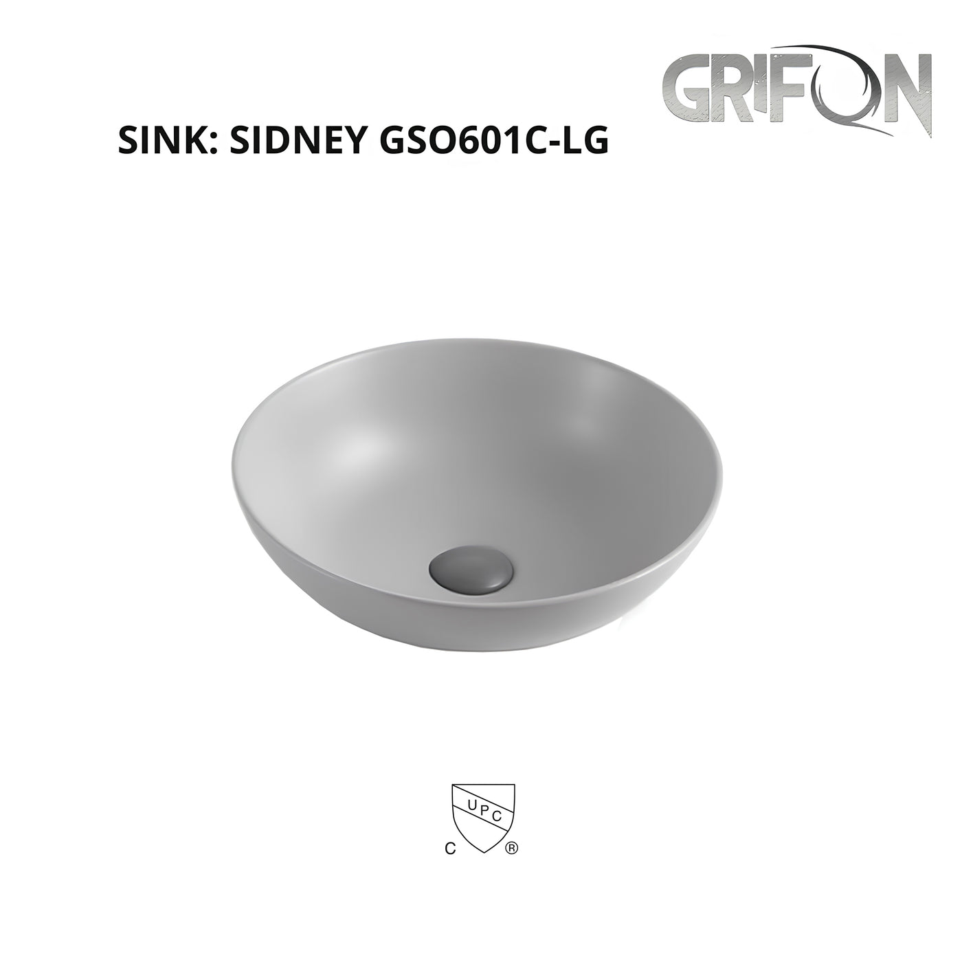 SIDNEY™ GSO601C-LG – Round Vessel Ceramic Bathroom Sink - 16"- Grey - Bathroom Sink