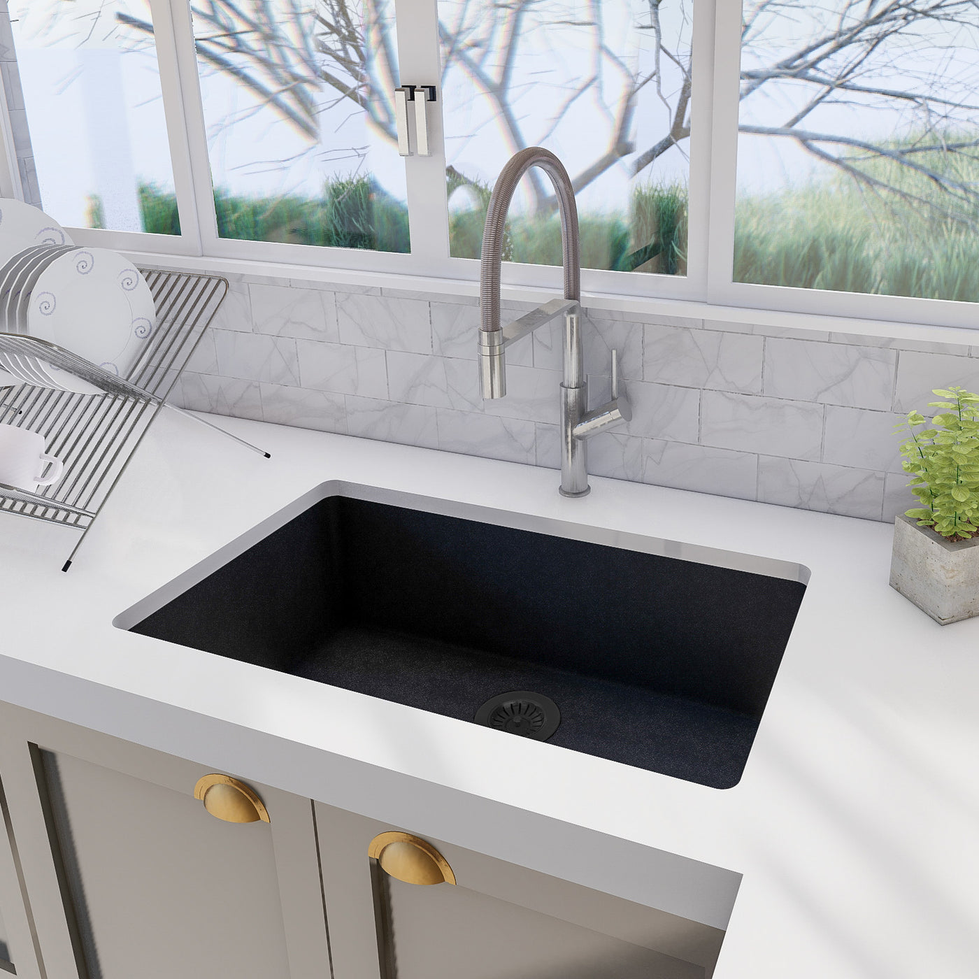 ATLAS 29"  GGS 930 - Granite Sink 29" - Single Bowl Undermount - Kitchen Sink