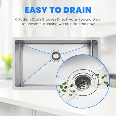 Eterna™ GS319 - Évier de cuisine standard à montage sous plan à une seule cuve de 28 po en acier inoxydable avec accessoires