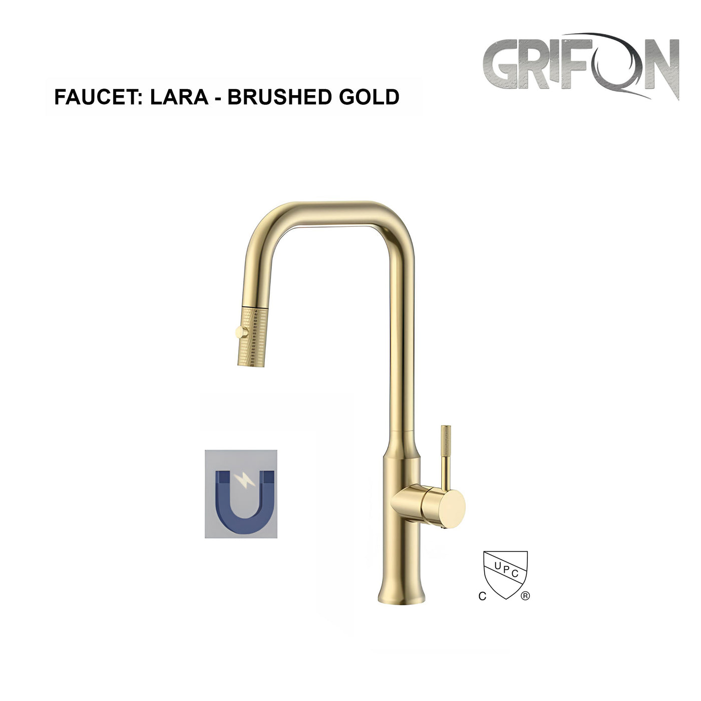 LARA™ Contemporary Style Single-Handle - Matt black - Brushed Nickel - Brushed gold - Kitchen Sink Faucet with Pull-Down Sprayer
