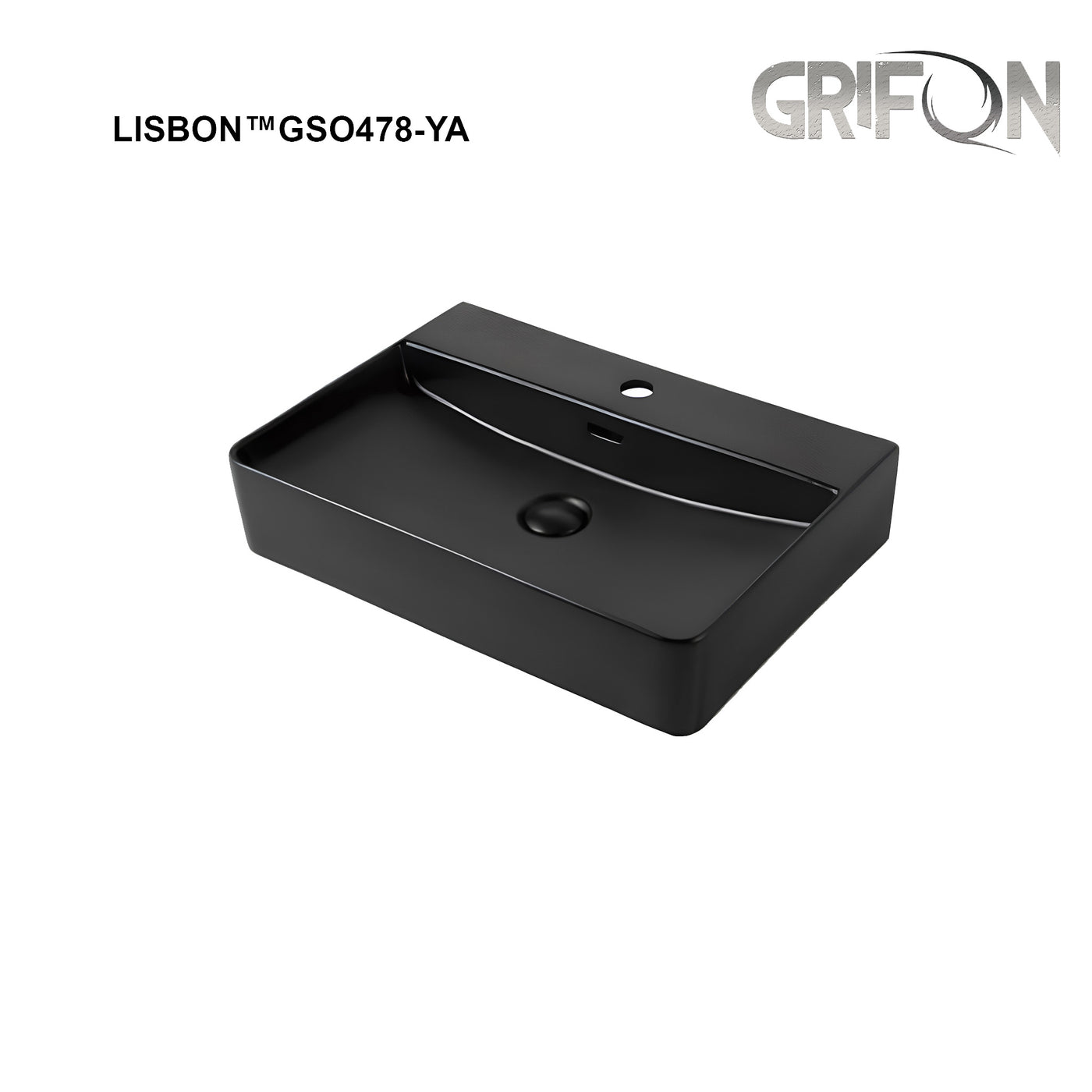 LISBON™  GSO478-YA – Black Ceramic 20” - Rectangular Vessel sink-  Bathroom Sink