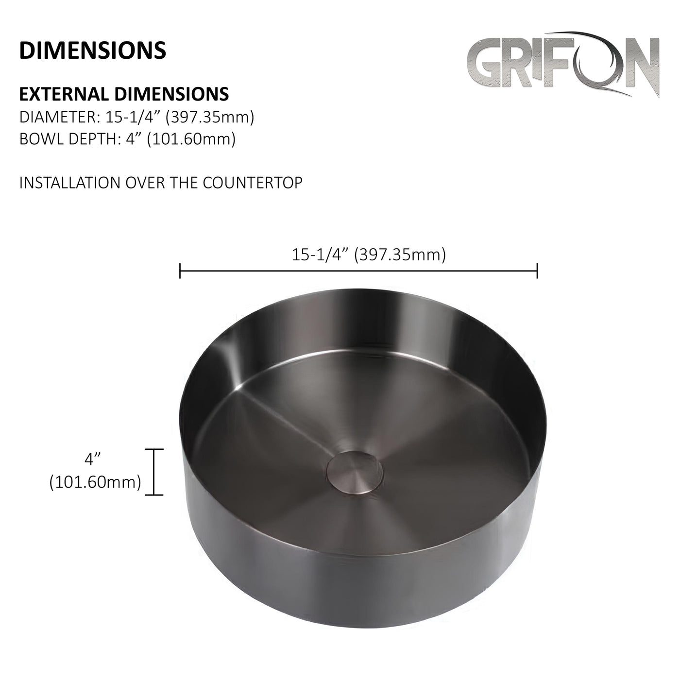 ROKO™ 15" - bathroom single bowl sink