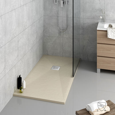 SERIES F™-  BEIGE - SHOWER BASE ARTIFICIAL STONE -60" x 36"-  Premium Solid Composite Stone