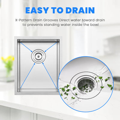 Eterna™ GS303 - Stainless Steel 14-in Single bowl Undermount Standard Kitchen sink with accessories