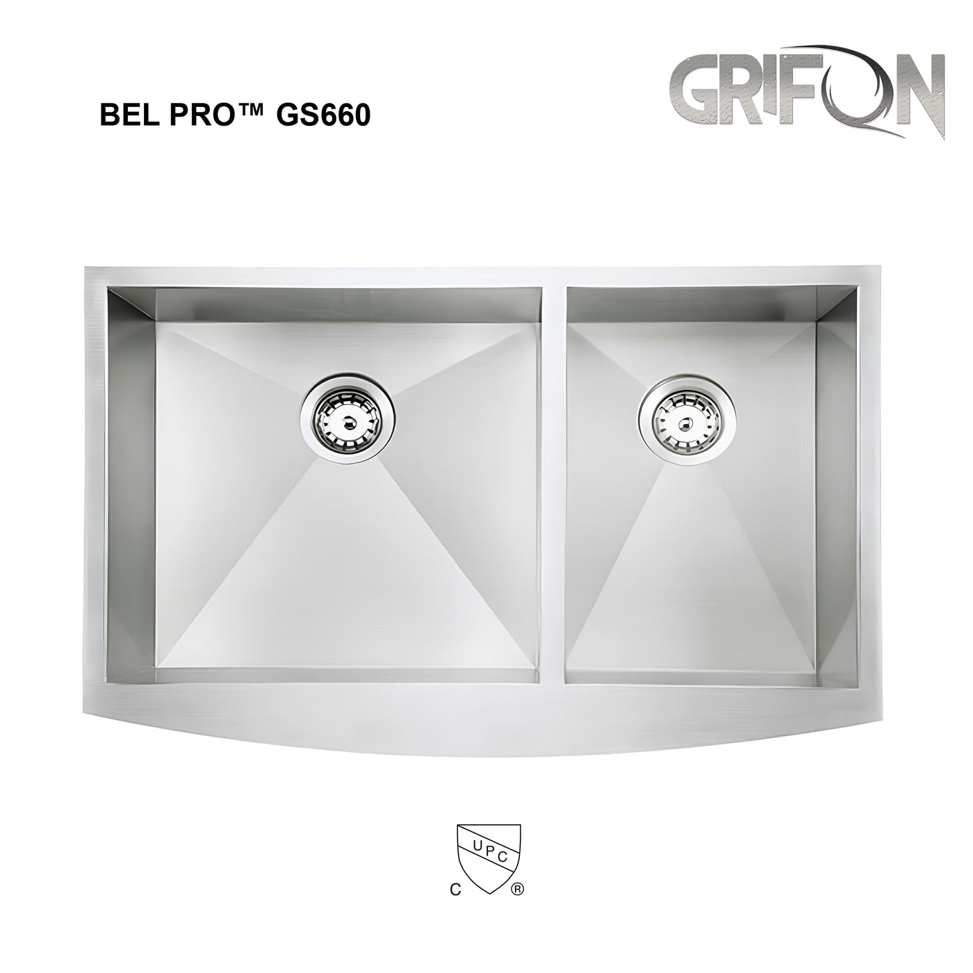 Bel Pro™ GS660 Stainless steel 33" 60/40 Double Bowl Apron Kitchen Sink.