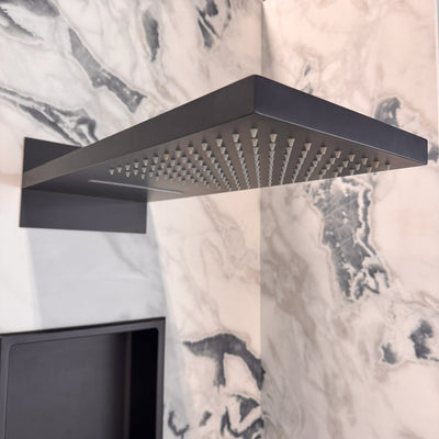 AMARIS ™ GSS810 – Thermostatic Shower Set – Matte Black - Chrome - Brushed Gold - Wall-Mounted Rain Shower Head with Handheld Spray