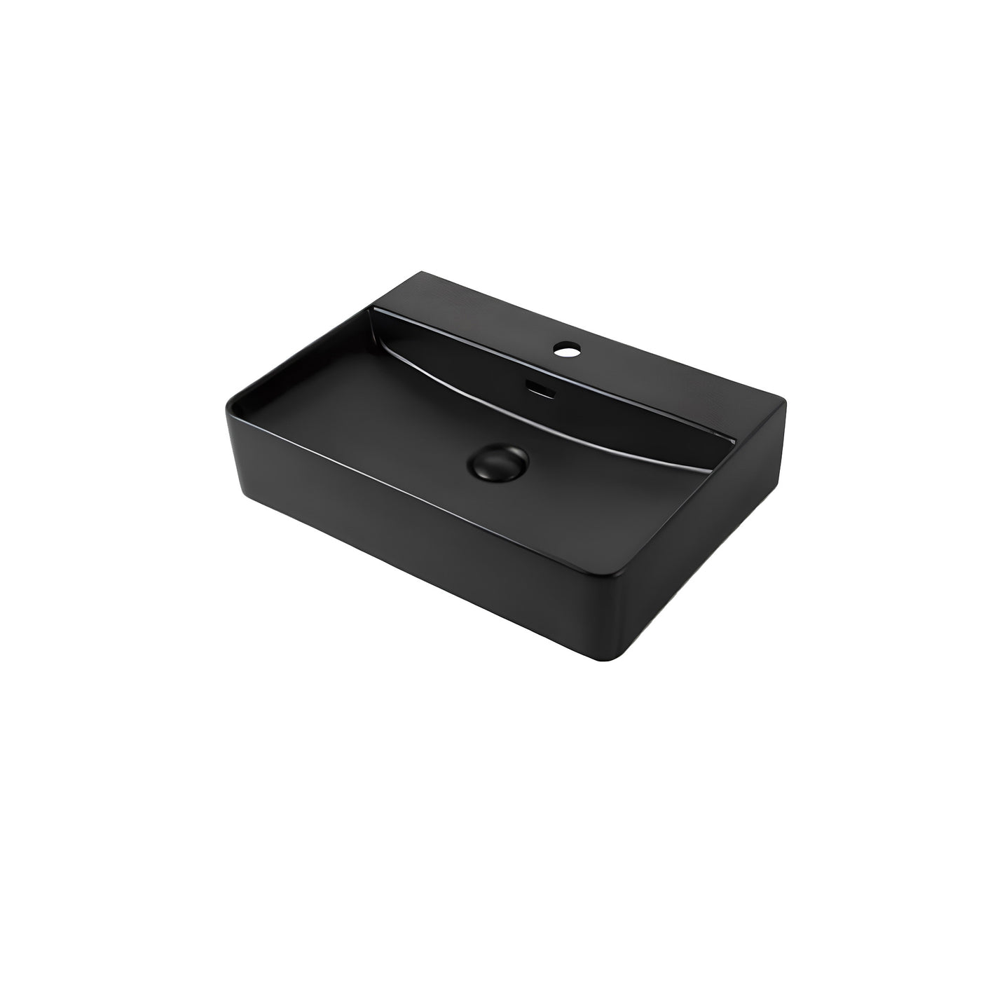 LISBON™  GSO477-YA – Black Ceramic 17” - Rectangular Vessel sink-  Bathroom Sink