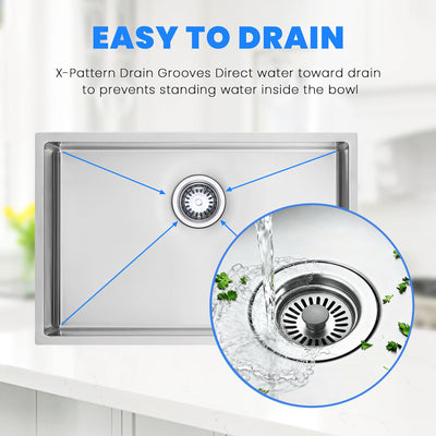 Eterna™ GS310 - Stainless Steel 25" Single bowl Undermount Standard Kitchen sink with accessories