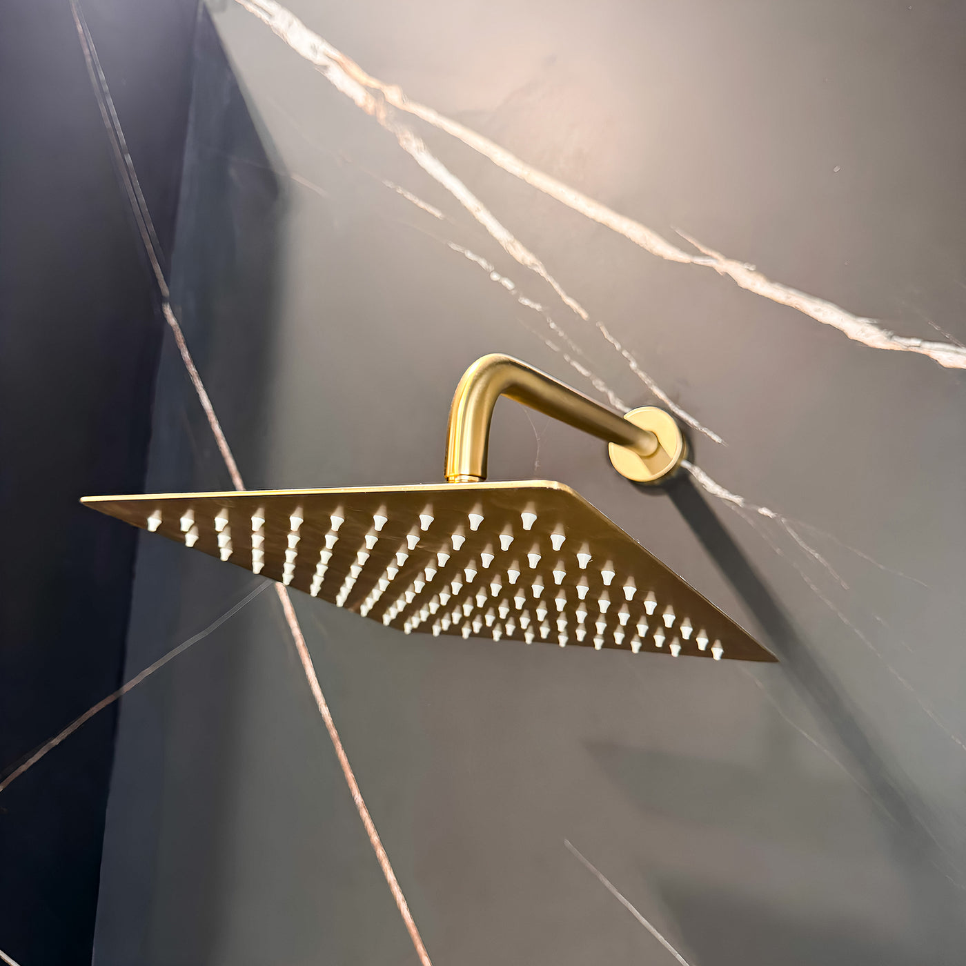 ADRIANNA™ GSS820 – Thermostatic Shower Set – Matte Black - Chrome - Brushed Gold - Wall-Mounted Rain Shower Head with Handheld Spray