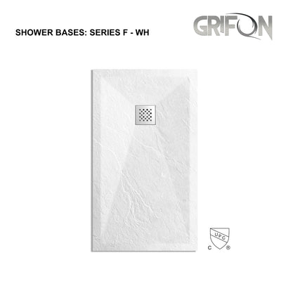 SERIES F™-  WHITE - SHOWER BASE ARTIFICIAL STONE -60" x 36"-  Premium Solid Composite Stone