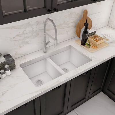 AZUR33™ GGS990 - Granite 33" 50/50 double Bowl Undermount Workstation Kitchen Sink
