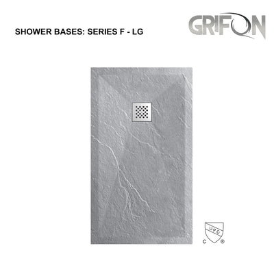 SERIES F™-  LIGHT GREY - SHOWER BASE ARTIFICIAL STONE - 60" x 36"-  Premium Solid Composite Stone