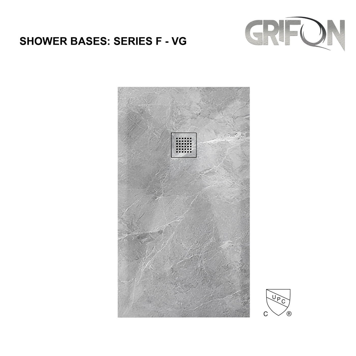 SERIES F™- SHOWER BASE ARTIFICIAL STONE - 60" x 36" -  Premium Solid Composite Stone