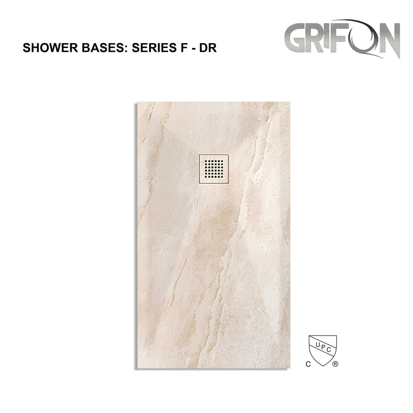 SERIES F™- SHOWER BASE ARTIFICIAL STONE - 60" x 36" -  Premium Solid Composite Stone