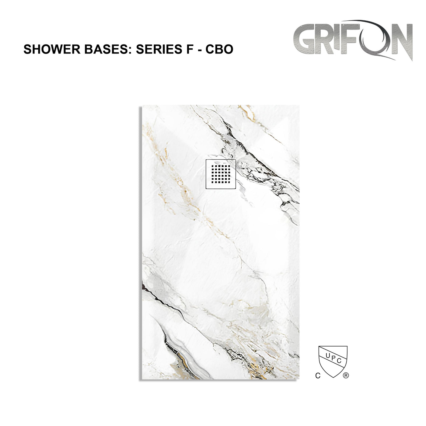 SERIES F™- SHOWER BASE ARTIFICIAL STONE - 60" x 36" -  Premium Solid Composite Stone