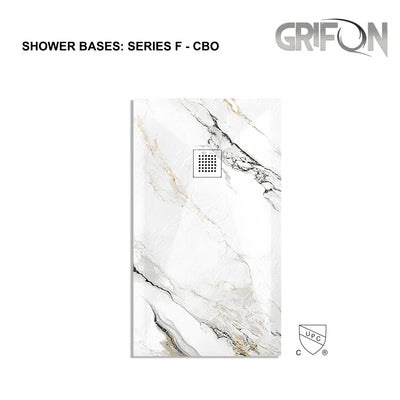 SERIES F™- SHOWER BASE ARTIFICIAL STONE - 60" x 36" -  Premium Solid Composite Stone